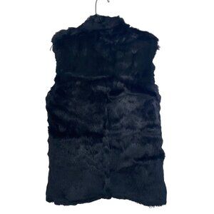 Hilary Radley Womens Vest Size Small Black Full Zip Rabbit Fur Casual